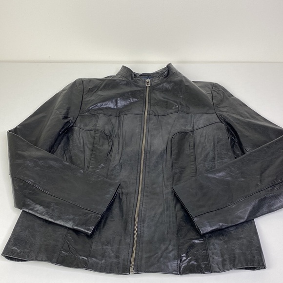 New Faded Glory Black Leather Zipper Jacket Womens Size Small - Picture 8 of 14